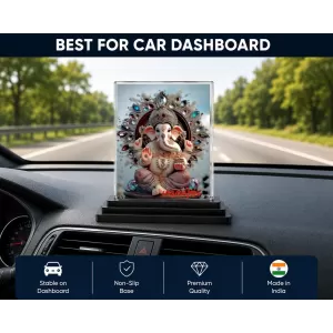 Railanga Swami Acrylic Car Dashboard Showpiece | Double-Sided Railanga Swami Photo Stand | 3 X 4 Inch Photo | Transparent Acrylic Frame With Black Base | Car Dashboard, Office & Table Decor (F70769)