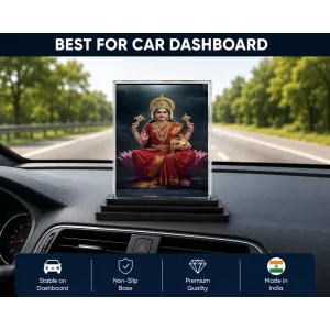 Lakshmi Acrylic Car Dashboard Showpiece | Double-Sided Lakshmi Photo Stand | 3 X 4 Inch Photo | Transparent Acrylic Frame With Black Base | Car Dashboard, Office & Table Decor (F70779) Lakshmi Acrylic Car Dashboard Showpiece | Double-Sided Lakshmi Photo Stand | 3 X 4 Inch Photo | Transparent Acrylic Frame With Black Base | Car Dashboard, Office & Table Decor (F70779)