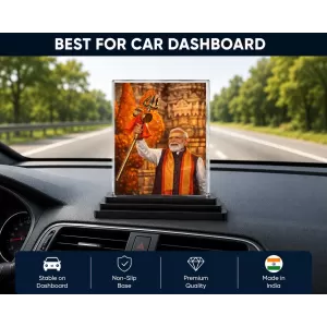 Modi Acrylic Car Dashboard Showpiece | Double-Sided Modi Photo Stand | 3 X 4 Inch Photo | Transparent Acrylic Frame With Black Base | Car Dashboard, Office & Table Decor (F70783) Modi Acrylic Car Dashboard Showpiece | Double-Sided Modi Photo Stand | 3 X 4 Inch Photo | Transparent Acrylic Frame With Black Base | Car Dashboard, Office & Table Decor (F70783)