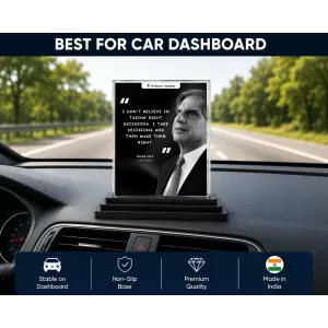 Ratan Tata Quotes Acrylic Car Dashboard Showpiece | Double-Sided Ratan Tata Quotes Photo Stand | 3 X 4 Inch Photo | Transparent Acrylic Frame With Black Base | Car Dashboard, Office & Table Decor (F70785) Ratan Tata Quotes Acrylic Car Dashboard Showpiece | Double-Sided Ratan Tata Quotes Photo Stand | 3 X 4 Inch Photo | Transparent Acrylic Frame With Black Base | Car Dashboard, Office & Table Decor (F70785)