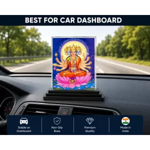 Gayatri Mata Acrylic Car Dashboard Showpiece | Double-Sided Gayatri Mata Photo Stand | 3 X 4 Inch Photo | Transparent Acrylic Frame With Black Base | Car Dashboard, Office & Table Decor (F70789) Gayatri Mata Acrylic Car Dashboard Showpiece | Double-Sided Gayatri Mata Photo Stand | 3 X 4 Inch Photo | Transparent Acrylic Frame With Black Base | Car Dashboard, Office & Table Decor (F70789)