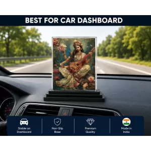 Saraswati Acrylic Car Dashboard Showpiece | Double-Sided Saraswati Photo Stand | 3 X 4 Inch Photo | Transparent Acrylic Frame With Black Base | Car Dashboard, Office & Table Decor (F70791) Saraswati Acrylic Car Dashboard Showpiece | Double-Sided Saraswati Photo Stand | 3 X 4 Inch Photo | Transparent Acrylic Frame With Black Base | Car Dashboard, Office & Table Decor (F70791)
