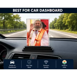 Sri Sri Ravi Shankar Acrylic Car Dashboard Showpiece | Double-Sided Sri Sri Ravi Shankar Photo Stand | 3 X 4 Inch Photo | Transparent Acrylic Frame With Black Base | Car Dashboard, Office & Table Decor (F70798) Sri Sri Ravi Shankar Acrylic Car Dashboard Showpiece | Double-Sided Sri Sri Ravi Shankar Photo Stand | 3 X 4 Inch Photo | Transparent Acrylic Frame With Black Base | Car Dashboard, Office & Table Decor (F70798)