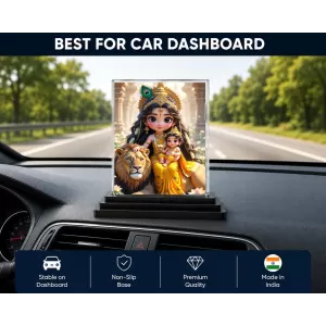 Durga Maa Acrylic Car Dashboard Showpiece | Double-Sided Durga Maa Photo Stand | 3 X 4 Inch Photo | Transparent Acrylic Frame With Black Base | Car Dashboard, Office & Table Decor (F70829) Durga Maa Acrylic Car Dashboard Showpiece | Double-Sided Durga Maa Photo Stand | 3 X 4 Inch Photo | Transparent Acrylic Frame With Black Base | Car Dashboard, Office & Table Decor (F70829)