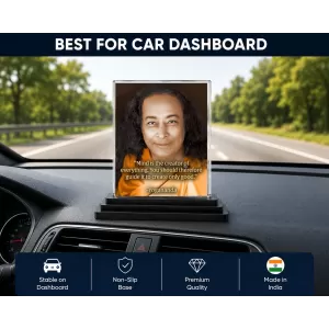 Yogadananda Acrylic Car Dashboard Showpiece | Double-Sided Yogadananda Photo Stand | 3 X 4 Inch Photo | Transparent Acrylic Frame With Black Base | Car Dashboard, Office & Table Decor (F70846) Yogadananda Acrylic Car Dashboard Showpiece | Double-Sided Yogadananda Photo Stand | 3 X 4 Inch Photo | Transparent Acrylic Frame With Black Base | Car Dashboard, Office & Table Decor (F70846)