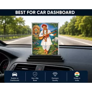 Sant Namdev Acrylic Car Dashboard Showpiece | Double-Sided Sant Namdev Photo Stand | 3 X 4 Inch Photo | Transparent Acrylic Frame With Black Base | Car Dashboard, Office & Table Decor (F70848) Sant Namdev Acrylic Car Dashboard Showpiece | Double-Sided Sant Namdev Photo Stand | 3 X 4 Inch Photo | Transparent Acrylic Frame With Black Base | Car Dashboard, Office & Table Decor (F70848)