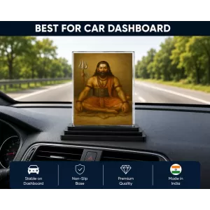 Matsyendranath Acrylic Car Dashboard Showpiece | Double-Sided Matsyendranath Photo Stand | 3 X 4 Inch Photo | Transparent Acrylic Frame With Black Base | Car Dashboard, Office & Table Decor (F70849)