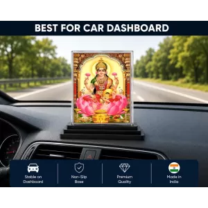 Lakshmi Acrylic Car Dashboard Showpiece | Double-Sided Lakshmi Photo Stand | 3 X 4 Inch Photo | Transparent Acrylic Frame With Black Base | Car Dashboard, Office & Table Decor (F70856) Lakshmi Acrylic Car Dashboard Showpiece | Double-Sided Lakshmi Photo Stand | 3 X 4 Inch Photo | Transparent Acrylic Frame With Black Base | Car Dashboard, Office & Table Decor (F70856)