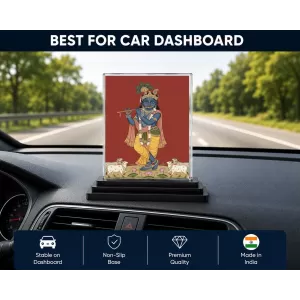 Krishna Acrylic Car Dashboard Showpiece | Double-Sided Krishna Photo Stand | 3 X 4 Inch Photo | Transparent Acrylic Frame With Black Base | Car Dashboard, Office & Table Decor (F70862) Krishna Acrylic Car Dashboard Showpiece | Double-Sided Krishna Photo Stand | 3 X 4 Inch Photo | Transparent Acrylic Frame With Black Base | Car Dashboard, Office & Table Decor (F70862)