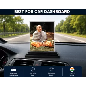 A.C. Bhaktivedanta Swami Prabhupada Acrylic Car Dashboard Showpiece | Double-Sided A.C. Bhaktivedanta Swami Prabhupada Photo Stand | 3 X 4 Inch Photo | Transparent Acrylic Frame With Black Base | Car Dashboard, Office & Table Decor (F70870) A.C. Bhaktivedanta Swami Prabhupada Acrylic Car Dashboard Showpiece | Double-Sided A.C. Bhaktivedanta Swami Prabhupada Photo Stand | 3 X 4 Inch Photo | Transparent Acrylic Frame With Black Base | Car Dashboard, Office & Table Decor (F70870)
