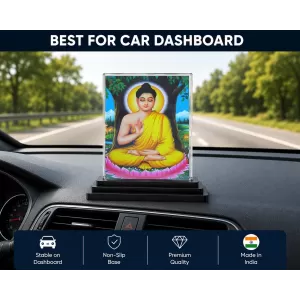 Gautama Buddha Acrylic Car Dashboard Showpiece | Double-Sided Gautama Buddha Photo Stand | 3 X 4 Inch Photo | Transparent Acrylic Frame With Black Base | Car Dashboard, Office & Table Decor (F70875) Gautama Buddha Acrylic Car Dashboard Showpiece | Double-Sided Gautama Buddha Photo Stand | 3 X 4 Inch Photo | Transparent Acrylic Frame With Black Base | Car Dashboard, Office & Table Decor (F70875)
