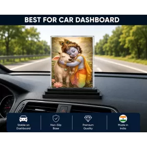 Bal Krishna Acrylic Car Dashboard Showpiece | Double-Sided Bal Krishna Photo Stand | 3 X 4 Inch Photo | Transparent Acrylic Frame With Black Base | Car Dashboard, Office & Table Decor (F70881) Bal Krishna Acrylic Car Dashboard Showpiece | Double-Sided Bal Krishna Photo Stand | 3 X 4 Inch Photo | Transparent Acrylic Frame With Black Base | Car Dashboard, Office & Table Decor (F70881)