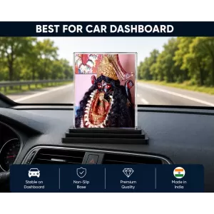 Krishna Acrylic Car Dashboard Showpiece | Double-Sided Krishna Photo Stand | 3 X 4 Inch Photo | Transparent Acrylic Frame With Black Base | Car Dashboard, Office & Table Decor (F70887)