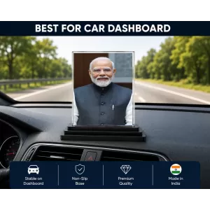 Modi Acrylic Car Dashboard Showpiece | Double-Sided Modi Photo Stand | 3 X 4 Inch Photo | Transparent Acrylic Frame With Black Base | Car Dashboard, Office & Table Decor (F70891) Modi Acrylic Car Dashboard Showpiece | Double-Sided Modi Photo Stand | 3 X 4 Inch Photo | Transparent Acrylic Frame With Black Base | Car Dashboard, Office & Table Decor (F70891)