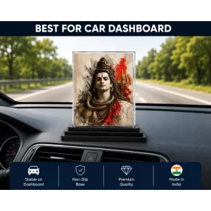 Lord Shiva Acrylic Car Dashboard Showpiece | Double-Sided Lord Shiva Photo Stand | 3 X 4 Inch Photo | Transparent Acrylic Frame With Black Base | Car Dashboard, Office & Table Decor (F70923) Lord Shiva Acrylic Car Dashboard Showpiece | Double-Sided Lord Shiva Photo Stand | 3 X 4 Inch Photo | Transparent Acrylic Frame With Black Base | Car Dashboard, Office & Table Decor (F70923)