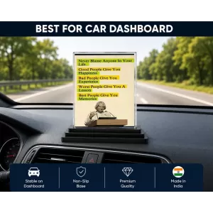 Abdul Kalam Quotes Inspirational Acrylic Car Dashboard Showpiece | Double-Sided Abdul Kalam Quotes Inspirational Photo Stand | 3 X 4 Inch Photo | Transparent Acrylic Frame With Black Base | Car Dashboard, Office & Table Decor (F70951)
