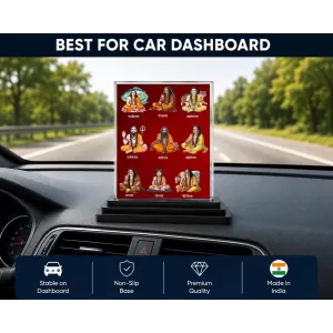 Matsyendranath Acrylic Car Dashboard Showpiece | Double-Sided Matsyendranath Photo Stand | 3 X 4 Inch Photo | Transparent Acrylic Frame With Black Base | Car Dashboard, Office & Table Decor (F70952)
