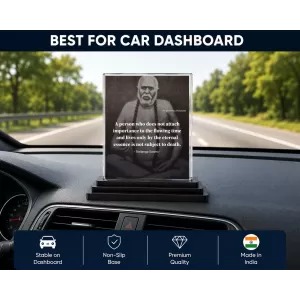 Railanga Swami Acrylic Car Dashboard Showpiece | Double-Sided Railanga Swami Photo Stand | 3 X 4 Inch Photo | Transparent Acrylic Frame With Black Base | Car Dashboard, Office & Table Decor (F70963)