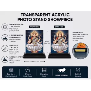 Hindu Goddess Acrylic Car Dashboard Showpiece | Double-Sided Hindu Goddess Photo Stand | 3 X 4 Inch Photo | Transparent Acrylic Frame With Black Base | Car Dashboard, Office & Table Decor (F70230) Hindu Goddess Acrylic Car Dashboard Showpiece | Double-Sided Hindu Goddess Photo Stand | 3 X 4 Inch Photo | Transparent Acrylic Frame With Black Base | Car Dashboard, Office & Table Decor (F70230)
