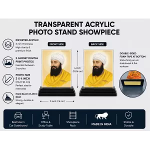Guru Tegh Bahadur Ji Acrylic Car Dashboard Showpiece | Double-Sided Guru Tegh Bahadur Ji Photo Stand | 3 X 4 Inch Photo | Transparent Acrylic Frame With Black Base | Car Dashboard, Office & Table Decor (F70242) Guru Tegh Bahadur Ji Acrylic Car Dashboard Showpiece | Double-Sided Guru Tegh Bahadur Ji Photo Stand | 3 X 4 Inch Photo | Transparent Acrylic Frame With Black Base | Car Dashboard, Office & Table Decor (F70242)