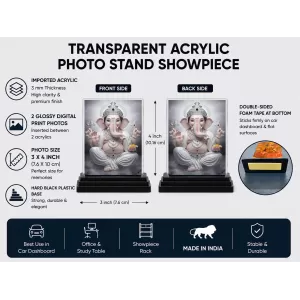 Hindu Deity Acrylic Car Dashboard Showpiece | Double-Sided Hindu Deity Photo Stand | 3 X 4 Inch Photo | Transparent Acrylic Frame With Black Base | Car Dashboard, Office & Table Decor (F70258) Hindu Deity Acrylic Car Dashboard Showpiece | Double-Sided Hindu Deity Photo Stand | 3 X 4 Inch Photo | Transparent Acrylic Frame With Black Base | Car Dashboard, Office & Table Decor (F70258)