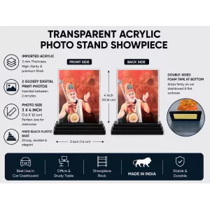 Sant Kabir Das Acrylic Car Dashboard Showpiece | Double-Sided Sant Kabir Das Photo Stand | 3 X 4 Inch Photo | Transparent Acrylic Frame With Black Base | Car Dashboard, Office & Table Decor (F70279)