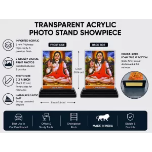 Guru Gorakhnath Acrylic Car Dashboard Showpiece | Double-Sided Guru Gorakhnath Photo Stand | 3 X 4 Inch Photo | Transparent Acrylic Frame With Black Base | Car Dashboard, Office & Table Decor (F70299) Guru Gorakhnath Acrylic Car Dashboard Showpiece | Double-Sided Guru Gorakhnath Photo Stand | 3 X 4 Inch Photo | Transparent Acrylic Frame With Black Base | Car Dashboard, Office & Table Decor (F70299)