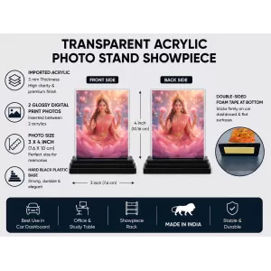 Lakshmi Acrylic Car Dashboard Showpiece | Double-Sided Lakshmi Photo Stand | 3 X 4 Inch Photo | Transparent Acrylic Frame With Black Base | Car Dashboard, Office & Table Decor (F70320) Lakshmi Acrylic Car Dashboard Showpiece | Double-Sided Lakshmi Photo Stand | 3 X 4 Inch Photo | Transparent Acrylic Frame With Black Base | Car Dashboard, Office & Table Decor (F70320)