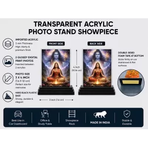 Parvati Acrylic Car Dashboard Showpiece | Double-Sided Parvati Photo Stand | 3 X 4 Inch Photo | Transparent Acrylic Frame With Black Base | Car Dashboard, Office & Table Decor (F70323) Parvati Acrylic Car Dashboard Showpiece | Double-Sided Parvati Photo Stand | 3 X 4 Inch Photo | Transparent Acrylic Frame With Black Base | Car Dashboard, Office & Table Decor (F70323)