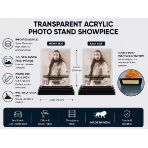 Yogadananda Acrylic Car Dashboard Showpiece | Double-Sided Yogadananda Photo Stand | 3 X 4 Inch Photo | Transparent Acrylic Frame With Black Base | Car Dashboard, Office & Table Decor (F70342) Yogadananda Acrylic Car Dashboard Showpiece | Double-Sided Yogadananda Photo Stand | 3 X 4 Inch Photo | Transparent Acrylic Frame With Black Base | Car Dashboard, Office & Table Decor (F70342)