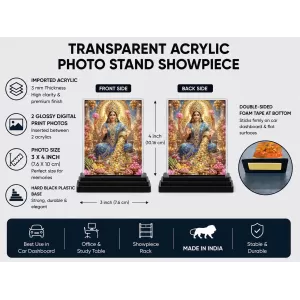 Lakshmi Acrylic Car Dashboard Showpiece | Double-Sided Lakshmi Photo Stand | 3 X 4 Inch Photo | Transparent Acrylic Frame With Black Base | Car Dashboard, Office & Table Decor (F70354) Lakshmi Acrylic Car Dashboard Showpiece | Double-Sided Lakshmi Photo Stand | 3 X 4 Inch Photo | Transparent Acrylic Frame With Black Base | Car Dashboard, Office & Table Decor (F70354)