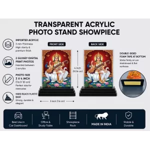 Hindu Goddess Acrylic Car Dashboard Showpiece | Double-Sided Hindu Goddess Photo Stand | 3 X 4 Inch Photo | Transparent Acrylic Frame With Black Base | Car Dashboard, Office & Table Decor (F70358) Hindu Goddess Acrylic Car Dashboard Showpiece | Double-Sided Hindu Goddess Photo Stand | 3 X 4 Inch Photo | Transparent Acrylic Frame With Black Base | Car Dashboard, Office & Table Decor (F70358)