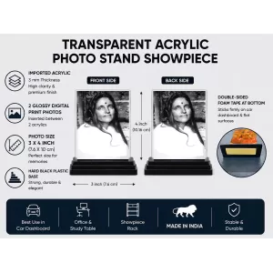 Anandamayi Ma Acrylic Car Dashboard Showpiece | Double-Sided Anandamayi Ma Photo Stand | 3 X 4 Inch Photo | Transparent Acrylic Frame With Black Base | Car Dashboard, Office & Table Decor (F70394) Anandamayi Ma Acrylic Car Dashboard Showpiece | Double-Sided Anandamayi Ma Photo Stand | 3 X 4 Inch Photo | Transparent Acrylic Frame With Black Base | Car Dashboard, Office & Table Decor (F70394)