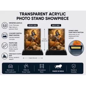 Hindu Deity Acrylic Car Dashboard Showpiece | Double-Sided Hindu Deity Photo Stand | 3 X 4 Inch Photo | Transparent Acrylic Frame With Black Base | Car Dashboard, Office & Table Decor (F70416) Hindu Deity Acrylic Car Dashboard Showpiece | Double-Sided Hindu Deity Photo Stand | 3 X 4 Inch Photo | Transparent Acrylic Frame With Black Base | Car Dashboard, Office & Table Decor (F70416)
