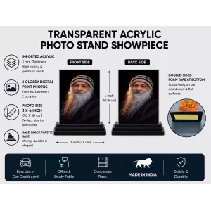 Osho Acrylic Car Dashboard Showpiece | Double-Sided Osho Photo Stand | 3 X 4 Inch Photo | Transparent Acrylic Frame With Black Base | Car Dashboard, Office & Table Decor (F70466) Osho Acrylic Car Dashboard Showpiece | Double-Sided Osho Photo Stand | 3 X 4 Inch Photo | Transparent Acrylic Frame With Black Base | Car Dashboard, Office & Table Decor (F70466)