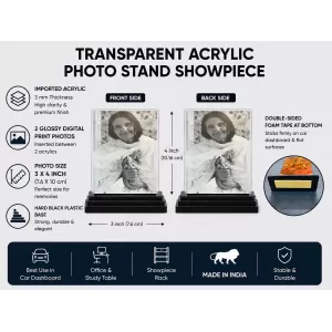 Anandamayi Ma Acrylic Car Dashboard Showpiece | Double-Sided Anandamayi Ma Photo Stand | 3 X 4 Inch Photo | Transparent Acrylic Frame With Black Base | Car Dashboard, Office & Table Decor (F70473) Anandamayi Ma Acrylic Car Dashboard Showpiece | Double-Sided Anandamayi Ma Photo Stand | 3 X 4 Inch Photo | Transparent Acrylic Frame With Black Base | Car Dashboard, Office & Table Decor (F70473)