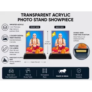 Lord Rama Acrylic Car Dashboard Showpiece | Double-Sided Lord Rama Photo Stand | 3 X 4 Inch Photo | Transparent Acrylic Frame With Black Base | Car Dashboard, Office & Table Decor (F70475) Lord Rama Acrylic Car Dashboard Showpiece | Double-Sided Lord Rama Photo Stand | 3 X 4 Inch Photo | Transparent Acrylic Frame With Black Base | Car Dashboard, Office & Table Decor (F70475)