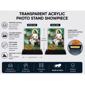 Sant Namdev Acrylic Car Dashboard Showpiece | Double-Sided Sant Namdev Photo Stand | 3 X 4 Inch Photo | Transparent Acrylic Frame With Black Base | Car Dashboard, Office & Table Decor (F70489) Sant Namdev Acrylic Car Dashboard Showpiece | Double-Sided Sant Namdev Photo Stand | 3 X 4 Inch Photo | Transparent Acrylic Frame With Black Base | Car Dashboard, Office & Table Decor (F70489)