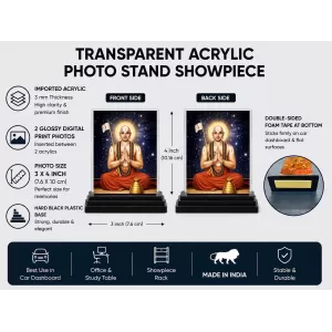 Lord Rama Acrylic Car Dashboard Showpiece | Double-Sided Lord Rama Photo Stand | 3 X 4 Inch Photo | Transparent Acrylic Frame With Black Base | Car Dashboard, Office & Table Decor (F70491) Lord Rama Acrylic Car Dashboard Showpiece | Double-Sided Lord Rama Photo Stand | 3 X 4 Inch Photo | Transparent Acrylic Frame With Black Base | Car Dashboard, Office & Table Decor (F70491)