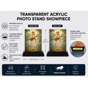 Sant Namdev Acrylic Car Dashboard Showpiece | Double-Sided Sant Namdev Photo Stand | 3 X 4 Inch Photo | Transparent Acrylic Frame With Black Base | Car Dashboard, Office & Table Decor (F70495) Sant Namdev Acrylic Car Dashboard Showpiece | Double-Sided Sant Namdev Photo Stand | 3 X 4 Inch Photo | Transparent Acrylic Frame With Black Base | Car Dashboard, Office & Table Decor (F70495)