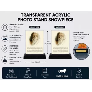 Sri Aurobindo Acrylic Car Dashboard Showpiece | Double-Sided Sri Aurobindo Photo Stand | 3 X 4 Inch Photo | Transparent Acrylic Frame With Black Base | Car Dashboard, Office & Table Decor (F70568) Sri Aurobindo Acrylic Car Dashboard Showpiece | Double-Sided Sri Aurobindo Photo Stand | 3 X 4 Inch Photo | Transparent Acrylic Frame With Black Base | Car Dashboard, Office & Table Decor (F70568)