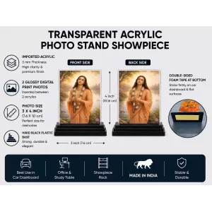 Sri Chaitannya Acrylic Car Dashboard Showpiece | Double-Sided Sri Chaitannya Photo Stand | 3 X 4 Inch Photo | Transparent Acrylic Frame With Black Base | Car Dashboard, Office & Table Decor (F70585) Sri Chaitannya Acrylic Car Dashboard Showpiece | Double-Sided Sri Chaitannya Photo Stand | 3 X 4 Inch Photo | Transparent Acrylic Frame With Black Base | Car Dashboard, Office & Table Decor (F70585)