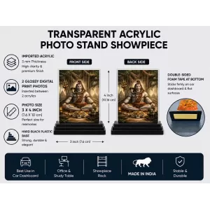 Hindu Deity Acrylic Car Dashboard Showpiece | Double-Sided Hindu Deity Photo Stand | 3 X 4 Inch Photo | Transparent Acrylic Frame With Black Base | Car Dashboard, Office & Table Decor (F70592) Hindu Deity Acrylic Car Dashboard Showpiece | Double-Sided Hindu Deity Photo Stand | 3 X 4 Inch Photo | Transparent Acrylic Frame With Black Base | Car Dashboard, Office & Table Decor (F70592)