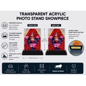 Hindu Deity Acrylic Car Dashboard Showpiece | Double-Sided Hindu Deity Photo Stand | 3 X 4 Inch Photo | Transparent Acrylic Frame With Black Base | Car Dashboard, Office & Table Decor (F70598) Hindu Deity Acrylic Car Dashboard Showpiece | Double-Sided Hindu Deity Photo Stand | 3 X 4 Inch Photo | Transparent Acrylic Frame With Black Base | Car Dashboard, Office & Table Decor (F70598)