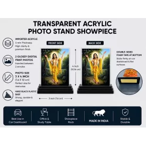 Sri Chaitannya Acrylic Car Dashboard Showpiece | Double-Sided Sri Chaitannya Photo Stand | 3 X 4 Inch Photo | Transparent Acrylic Frame With Black Base | Car Dashboard, Office & Table Decor (F70628) Sri Chaitannya Acrylic Car Dashboard Showpiece | Double-Sided Sri Chaitannya Photo Stand | 3 X 4 Inch Photo | Transparent Acrylic Frame With Black Base | Car Dashboard, Office & Table Decor (F70628)