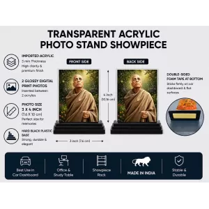 A.C. Bhaktivedanta Swami Prabhupada Acrylic Car Dashboard Showpiece | Double-Sided A.C. Bhaktivedanta Swami Prabhupada Photo Stand | 3 X 4 Inch Photo | Transparent Acrylic Frame With Black Base | Car Dashboard, Office & Table Decor (F70669) A.C. Bhaktivedanta Swami Prabhupada Acrylic Car Dashboard Showpiece | Double-Sided A.C. Bhaktivedanta Swami Prabhupada Photo Stand | 3 X 4 Inch Photo | Transparent Acrylic Frame With Black Base | Car Dashboard, Office & Table Decor (F70669)