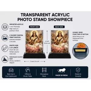 Lakshmi Acrylic Car Dashboard Showpiece | Double-Sided Lakshmi Photo Stand | 3 X 4 Inch Photo | Transparent Acrylic Frame With Black Base | Car Dashboard, Office & Table Decor (F70671) Lakshmi Acrylic Car Dashboard Showpiece | Double-Sided Lakshmi Photo Stand | 3 X 4 Inch Photo | Transparent Acrylic Frame With Black Base | Car Dashboard, Office & Table Decor (F70671)