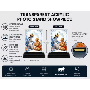 Hanuman Acrylic Car Dashboard Showpiece | Double-Sided Hanuman Photo Stand | 3 X 4 Inch Photo | Transparent Acrylic Frame With Black Base | Car Dashboard, Office & Table Decor (F70678) Hanuman Acrylic Car Dashboard Showpiece | Double-Sided Hanuman Photo Stand | 3 X 4 Inch Photo | Transparent Acrylic Frame With Black Base | Car Dashboard, Office & Table Decor (F70678)
