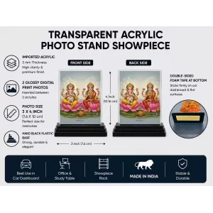Hindu Deity Acrylic Car Dashboard Showpiece | Double-Sided Hindu Deity Photo Stand | 3 X 4 Inch Photo | Transparent Acrylic Frame With Black Base | Car Dashboard, Office & Table Decor (F70679) Hindu Deity Acrylic Car Dashboard Showpiece | Double-Sided Hindu Deity Photo Stand | 3 X 4 Inch Photo | Transparent Acrylic Frame With Black Base | Car Dashboard, Office & Table Decor (F70679)