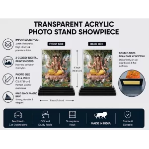 Adi Guru Dattatreya Acrylic Car Dashboard Showpiece | Double-Sided Adi Guru Dattatreya Photo Stand | 3 X 4 Inch Photo | Transparent Acrylic Frame With Black Base | Car Dashboard, Office & Table Decor (F70686) Adi Guru Dattatreya Acrylic Car Dashboard Showpiece | Double-Sided Adi Guru Dattatreya Photo Stand | 3 X 4 Inch Photo | Transparent Acrylic Frame With Black Base | Car Dashboard, Office & Table Decor (F70686)